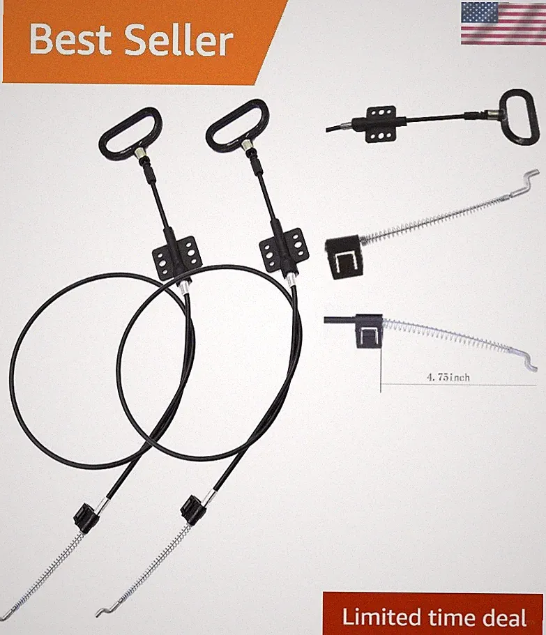 2 Universal Recliner Release Cables with D-Ring Pull Handle, 4.75" Length