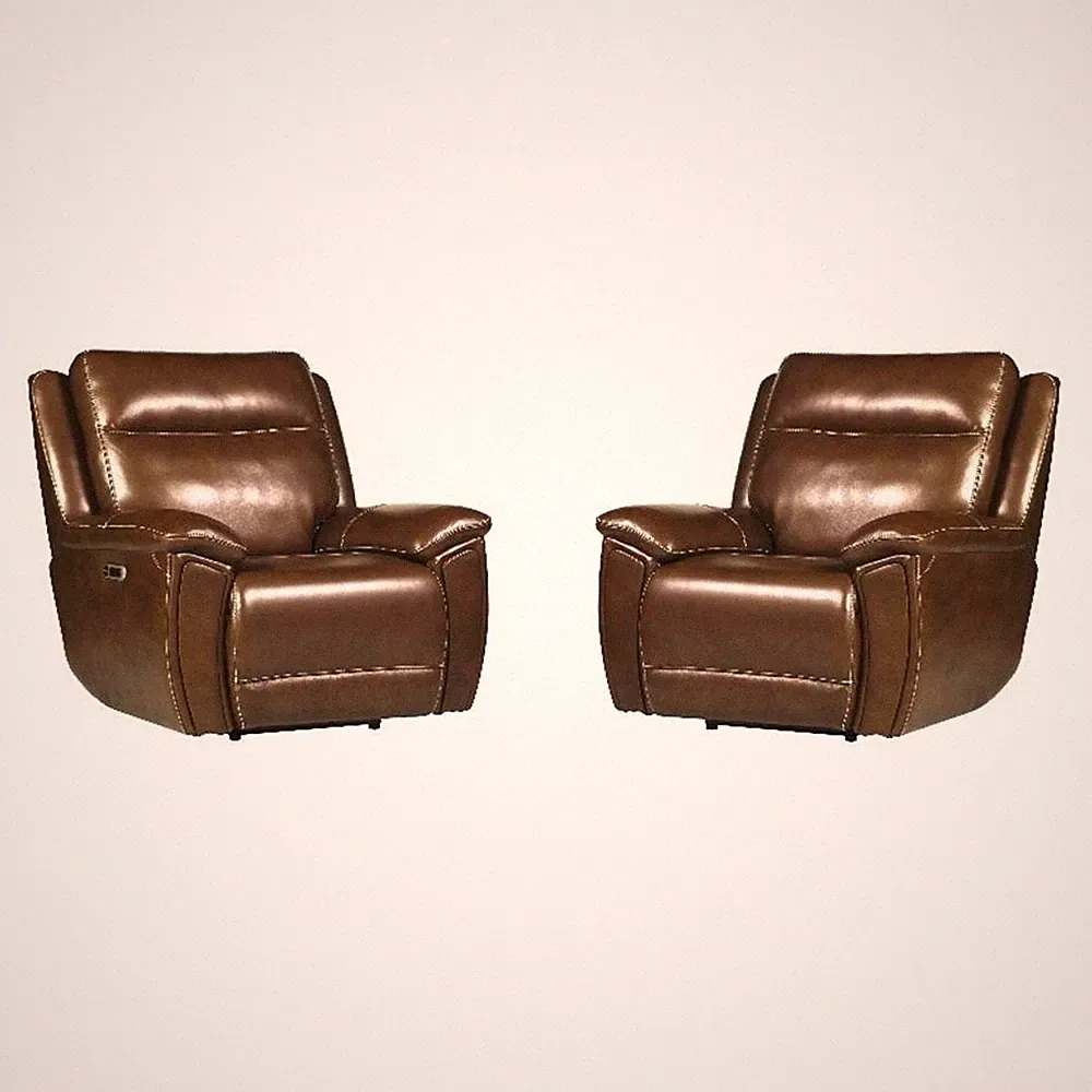 Pemberly Row Contemporary Hickory Power Zero Gravity Recliner Two Pack