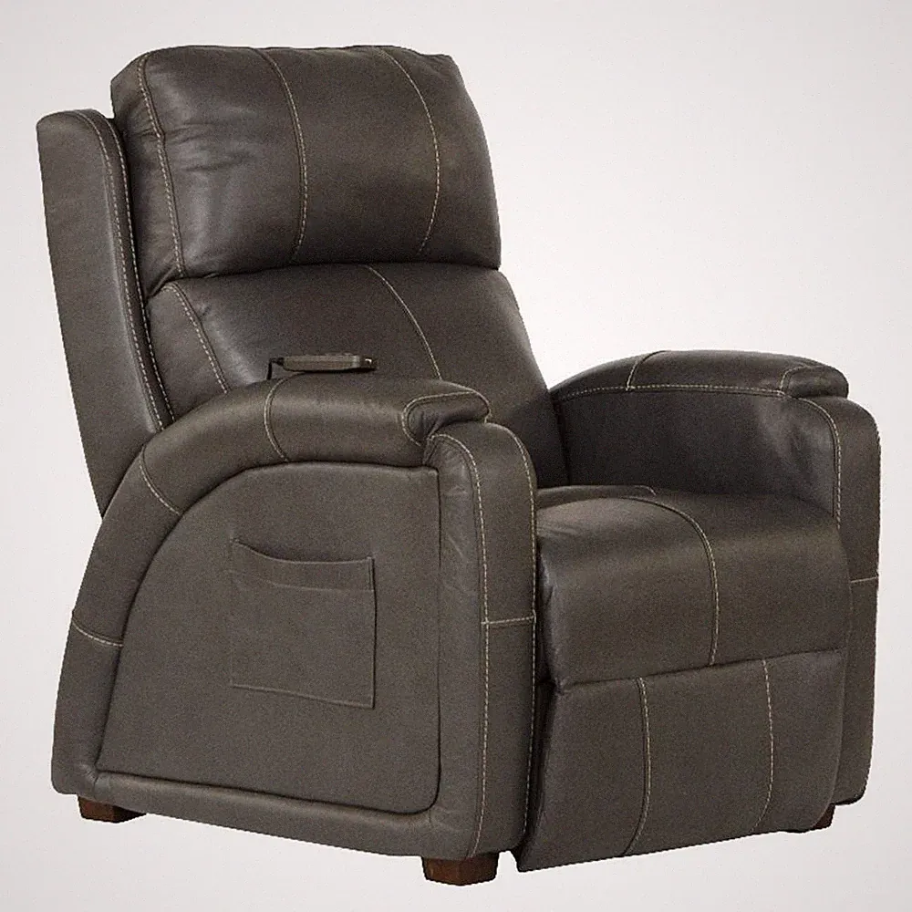 Pemberly Row Decompress Power Zero Gravity Recliner in Gray Leather