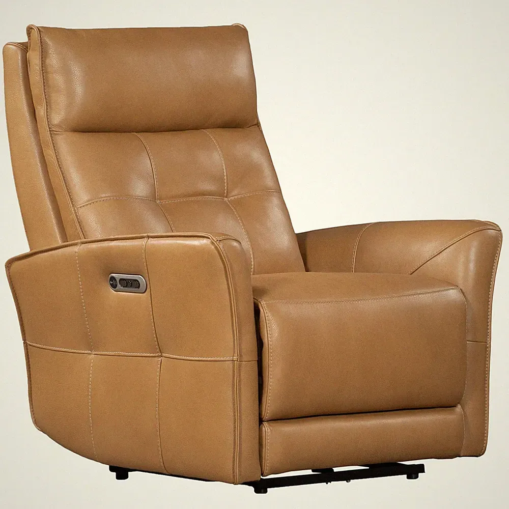 Pemberly Row Traditional Leather Zero Gravity Power Recliner in Brown