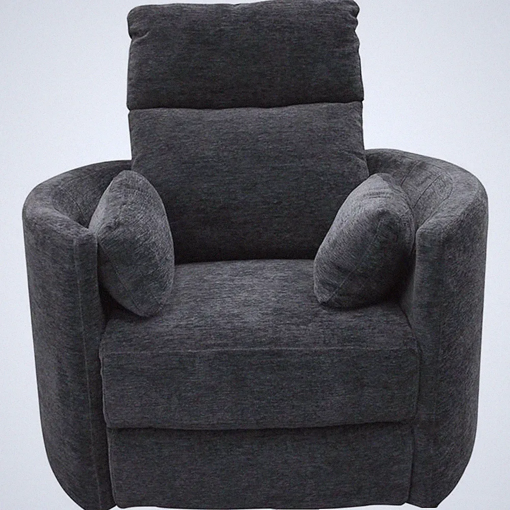 Pemberly Row Transitional Polyester Fabric Power Swivel Glider Recliner in Black