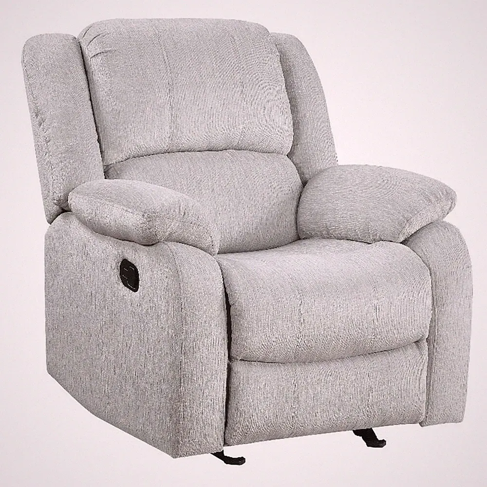 Pemberly Row Upholstered Glider Manual Recliner Chair in Gray