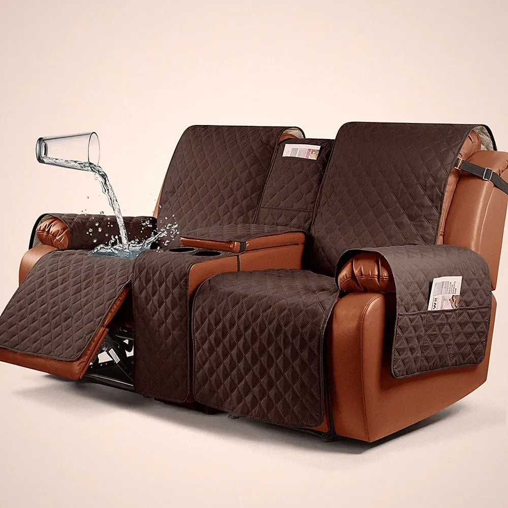 Ruaozz Waterproof Recliner Loveseat Cover with Console Non-Slip Couch Covers...